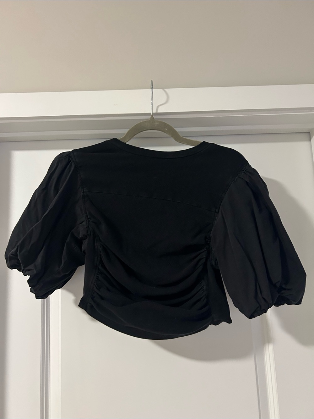 English Factory Black Puff-Sleeve Blouse